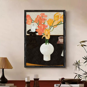 Retro Floral Decorative Artwork Middle-Aged Style Entrance Wall Painting High-End Dining Room Sideboard Bedroom Modern Decoration