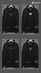 sweater hoodie pria distro akazoo warna hitam segitiga sablon gold hoodie korean style