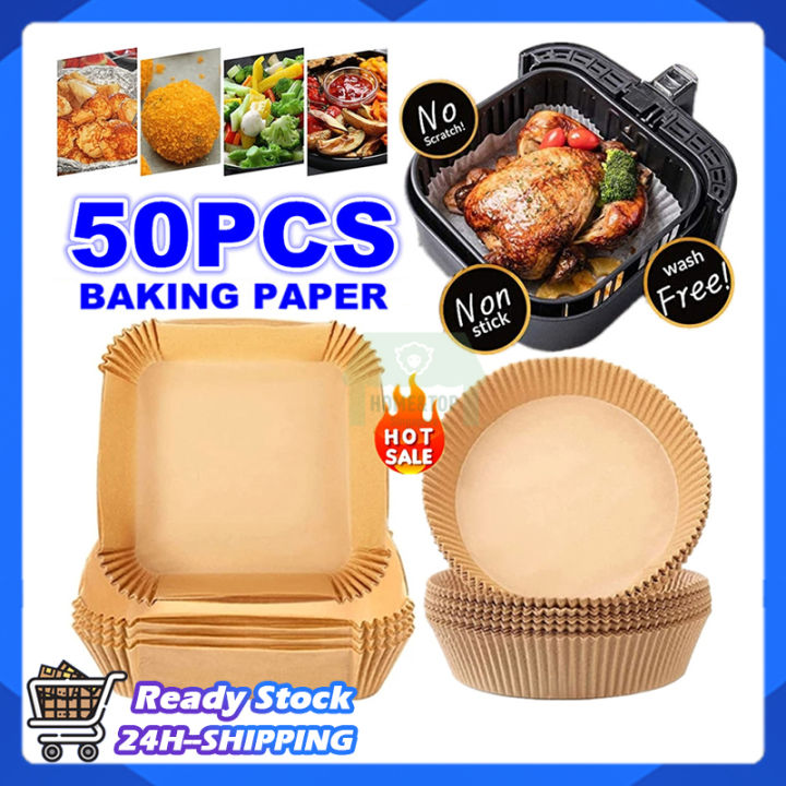 Air Fryer Disposable Baking Paper 50/100PCS Square Round OilProof Liner Form Tray Kitchen Grill