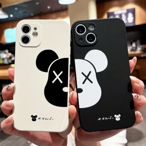 Cartoon Kaws Bear Silicone Phone Case for Apple 13Promax iPhone 12Pro Protective Cover Anti-Fall Couple Womens 16Max