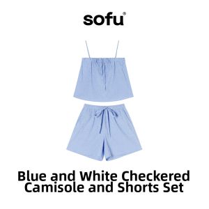 Color Woven Bubble Gauze Short Romper Pajama Set for Women