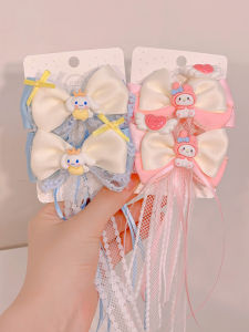 Adorable Childrens Ribbon Tassel Hair Clip Cute Baby Bow Knot Haircard Sanrio Girl Hair Accessories Clip-On Hairpin