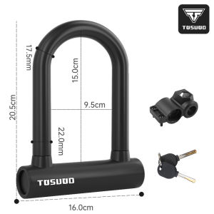 TOSUOD | TOSUOD Bicycle U-Lock 1pc Heavy-Duty Steel U-Lock Padlock Anti-Theft Anti-Cut Anti-Drill Secure Lock with 2 Keys