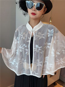 Ice Silk Short Lightweight Summer Outerwear Cheongsam Shoulder Shawl Sun Protection Fashionable Retro Cape for Dresses