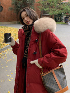 Womens Thickened down Cotton Jacket Winter Coat Long Sleeve Zipper Closure Hooded Mid-Length Fluffy Collar Korean Style