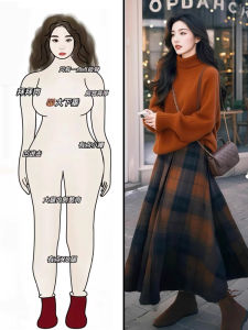 Orange Knit Sweater And Plaid Mini Skirt Set Womens Fashion Ensemble Autumn Winter plus Size Korean Style Meirad Ageless Look