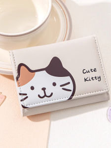 Ví Nữ Hình Mèo Ba Hoa Dễ Thương Ví Đựng Thẻ Ngắn Gấp Ba Ví Đựng Tiền Xu Ví Nữ Thời Trang 2025 Ví Da PU Hình Hoạt Hình