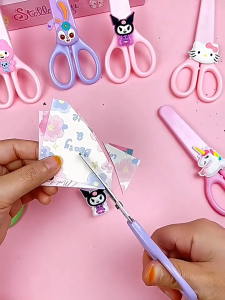 Kid Safety Scissors Mymelody Kuromi Cinnamoroll  Stainless Steel  round headed Cutter for Paper Work