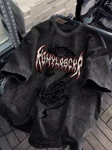 เสื้อยืดคู่รักคอตตอนสีขาวพิมพ์ลายตัวอักษรสไตล์อเมริกันย้อนยุค ทรงหลวม แขนสั้น ผ้าฝ้ายแท้ สำหรับฤดูร้อน