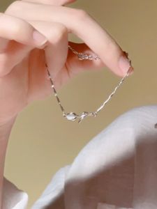 S999 Pure Silver Tulip Bracelet Womens Style 2025 New Luxury Minimalist Jadeite Bracelet Birthday Gift Elegant Fashion Jewelry