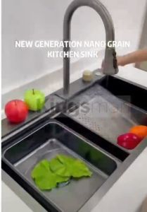 [KINGSMAN] Topmount Single Bowl Kitchen Sink Stainless Steel 304 Nano Mini HoneyComb Kitchen Sink Nanograin Dapur Multifunction Sink