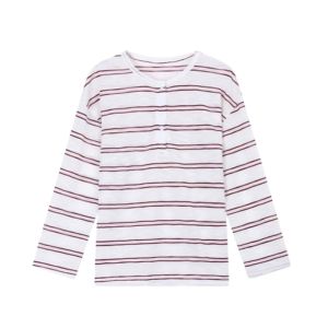 YUEZHONGWEI | Sun Protection Ice Silk Long Sleeve T-Shirt Women Summer Thin Loose Air Conditioning Cover Shirt Relaxing Top Color Block Stripes