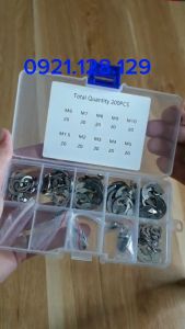 Phanh trục vòng chặn trục inox. Hộp 200pc phanh phe inox chữ E nhiều kích thước