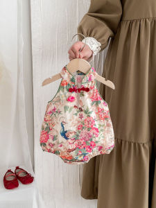 Baby Summer Wear Baby Girl Cheongsam Onesie Summer Thin Chinese Style Romper Newborn Clothes One-Piece Romper