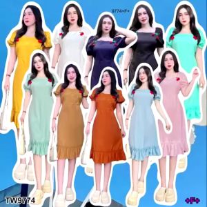 เดรสคอเหลี่ยมแขนตุ๊กตา MM9774