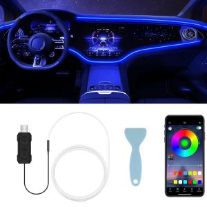 3M Neon LED Car Interior Lights USB LED Strip Fiber Optic Lights Wireless App Control Sync to Music RGB LED Ambient Lighting Car