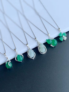 Natural Green Chalcedony Gourd Necklace Womens Sterling Silver Small Water Drop Jade Pendant to Give Mom Mothers Day Birthday Gift