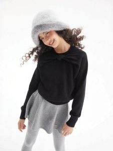 LOVESASAKIDS | Anti-pilling Classic Black 3D Bow Girls Sweater
