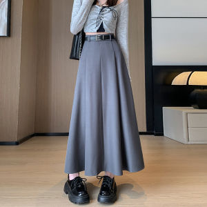 High Waist Polyester Mid-Length Pleated Skirt for Women Style K-style Spring Autumn 2024 New Arrival Perfect for Birthday Party