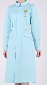 Xiang Long Yuan Nurse Uniform White Lab Coat Asymmetrical Lapel round Collar Hidden Button Beauty Dental Pharmacy Cotton Workwear