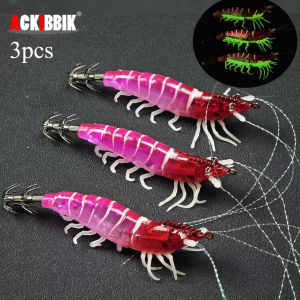 3pcs 10.5cm Glow Shrimp Prawn Lure Saltwater Shrimp Fishing Lure Cuttlefish Shrimp Baits Fishing Accessories Shrimp Squid Jigs