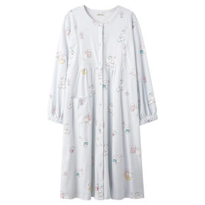 MiiOW | Pure Cotton Maternity Dress Nursing Gown Thin Summer Autumn Postpartum Feeding Hospital Waiting Room Feeding Baby Dress