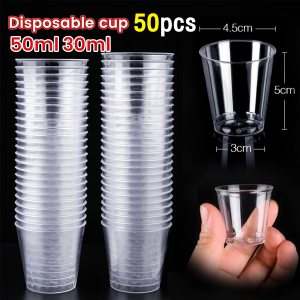 MaxPlus 50pcs Disposable Plastic Cup Transparent Household Meal Cup Wedding Cups 30ml 50ml