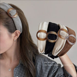 สายคาดผมลายสก๊อตกำมะหยี่พร้อมห่วงอะคริลิคสำหรับผู้หญิงอุปกรณ์ที่รัดผมแนววินเทจสำหรับฤดูใบไม้ร่วงฤดูหนาว