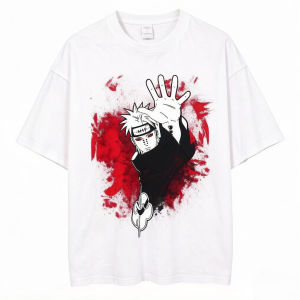 Bandai | 2026 Anime Naruto T-Shirt Manga Retro Washed Version Kakashi T-Shirt Pain T-Shirt Lee Tobi Top Mens Pure Cotton