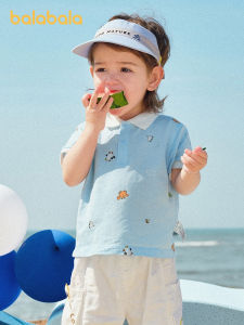 เสื้อยืดแขนสั้นทารกเสื้อโปโลเด็กชาย Balabala ฤดูร้อน2025เบสเลเยอร์