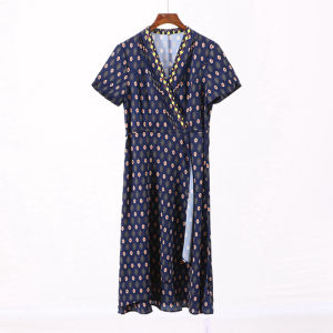 Váy Midi in Hoa Tay Ngắn Thời Trang Cho Nữ Mùa Hè Váy Công Sở Cổ Chữ V Dáng Chữ a Váy Midi Dài Vừa Phải