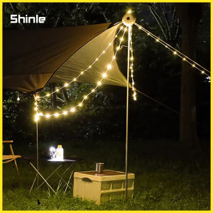 Outdoor lights strip camping light rechargeable Waterproof 8 meter Stowable LED canopy colorful light tent light