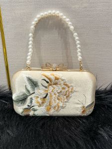 กระเป๋าสะพายข้างผ้าไหมปักลายมือทำจากผ้าไหมสไตล์วินเทจใหม่ กระเป๋าถือสำหรับงานเลี้ยง กระเป๋าสะพายข้างแบบสะพายข้างสำหรับผู้หญิง