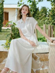 XIANGYING | Elegant Linen Fabric Set Dress 2026 New