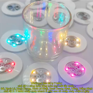 Combo 3 Đèn led dán đế ly có pin sẵn màu 7 MÀU sáng luôn từng màu nhấp nháy nhanh và nháy chậm_ trang trí tiệc