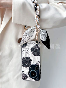 Cheenergy Pura70Pro Ultra Thin Full Cover Phone Case with Lanyard Womens Style Silk Scarf Backed Anti-Fall Protection for Huawei