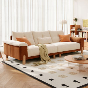 KLESK | Cream Wooden Aesthetic Soft Velvety Sofa Fabric Oak High Legs Latex Feather