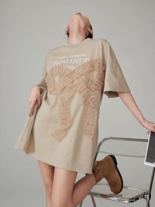 XIAODADEHUA | Vintage Mesh Bow Short Sleeve T-Shirt Dress