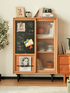 Nordic Style Solid Wood Multi-Functional Living Room Magazine Display Cabinet Sofa Side Cabinet Simple Artistic Design Bookcase