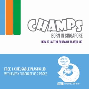 CHAMPS 99.9% PURE WATER BABY WIPES 60S x 2 PACKS FG-CP4023