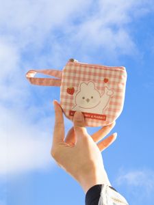 กระเป๋าสตางค์สั้นลายการ์ตูนน่ารักสำหรับนักเรียน เคสใส่เหรียญ กระเป๋าใส่โทรศัพท์ กระเป๋าใส่เหรียญแบบเรียบง่าย กระเป๋าผ้าแคนวาส