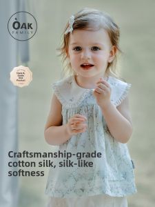 OAK FAMILY | New Summer 2025 Oak Family Cotton Shirts For Girls Sleeveless Baby Clothes Doll Collar Pure Mulberry Silk T-shirts Kids Wear