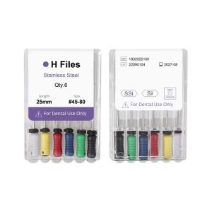 ELIJAH 6Pcs/Pack Dental Hand Use H Files 21cm 25mm Stainless Steel Endodontic Root Canal File Dental Dentistry Treatment Tools