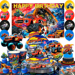 Monster Truck Party Supplies140pcs Monster Truck Birthday Decorations&Tableware Set Blaze Party Decorations for Kids