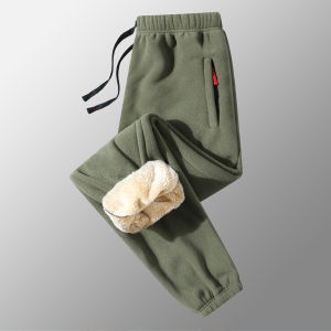 Lamb Velvet Fleece Lined Thickened Casual Pants Mens Loose Large Size Winter Windproof Coldproof Warm Sports Trousers