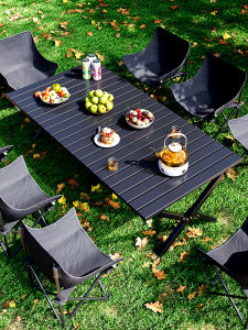 Portable Outdoor Folding Table Picnic Table Camping Table Chair Set Egg Roll Table Long Rectangle Shape Rectangular Table