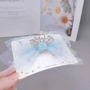เจ้าหญิงสด กิ๊บติดผม สําหรับสาวปมผีเสื้อ ผ้าทูลล์ มงกุฎ Rhinestone เด็ก เสื้อท่อนบน กิ๊บติดผมกิ๊บมงกุฎขนาดเล็ก
