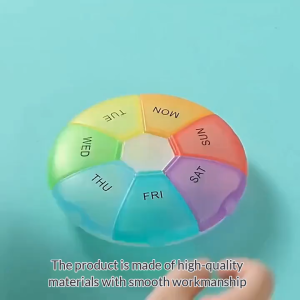 Mini Rainbow Weekly 7 Days Pill Case Box Portable Medicene Storage Organizer Tablet Container Set Easy to Carry Space Saving Light Weight & Moisture-Proof & Subpackage Daily Use