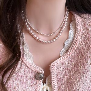 Manta Rose Pink Pearl Necklace Womens French Luxury High-End Sweater Chain 2025 New Model Necklace Accessory Elegant Fashion Jewelry