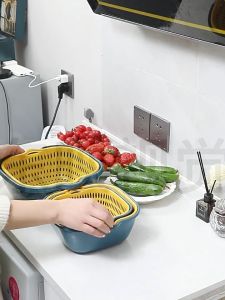 Keranjang Pengeringan Sayuran 4-in-1  Wadah Pembersih dan Penyaring